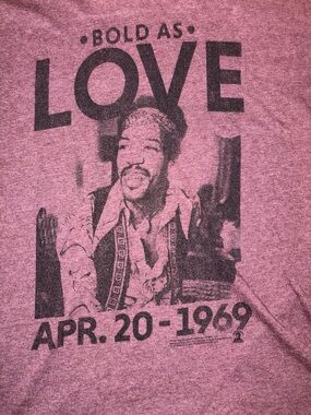 Jimi Hendrix Bold As Love Graphic T-Shirt Maroon XL Retro Rock Concert Vibe